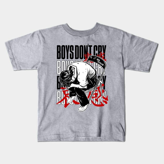 Boys Dont Cry Neon Genesis Evangelion Shinji Ikari Kids T-Shirt by ramirezaliska